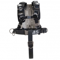 OMS Edelstahl Backplate mit Comfort Harness System III und Schrittgurt