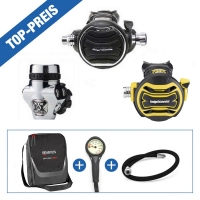 TOP-SET: Apeks Atemregler Set XTX 200 / 40 DIN inkl. Octopus, Tasche, Finimeter, Inflatorschlauch