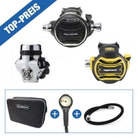 TOP-SET: Apeks Atemregler Set XTX 200 / 40 DIN inkl. Octopus, Tasche, Finimeter, Inflatorschlauch